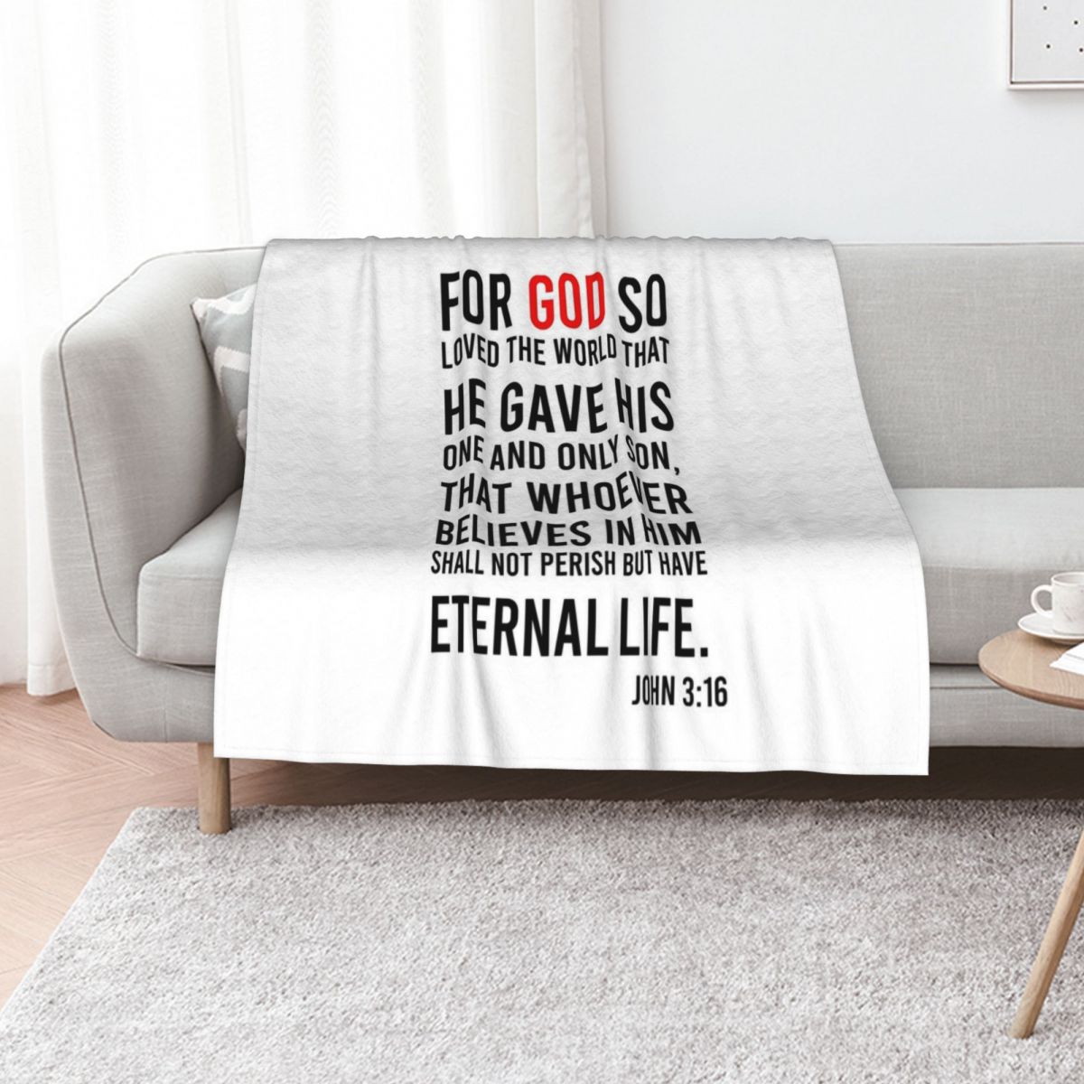 3D Printing Verse - John 3:16 Bible Verse Throw Blanket