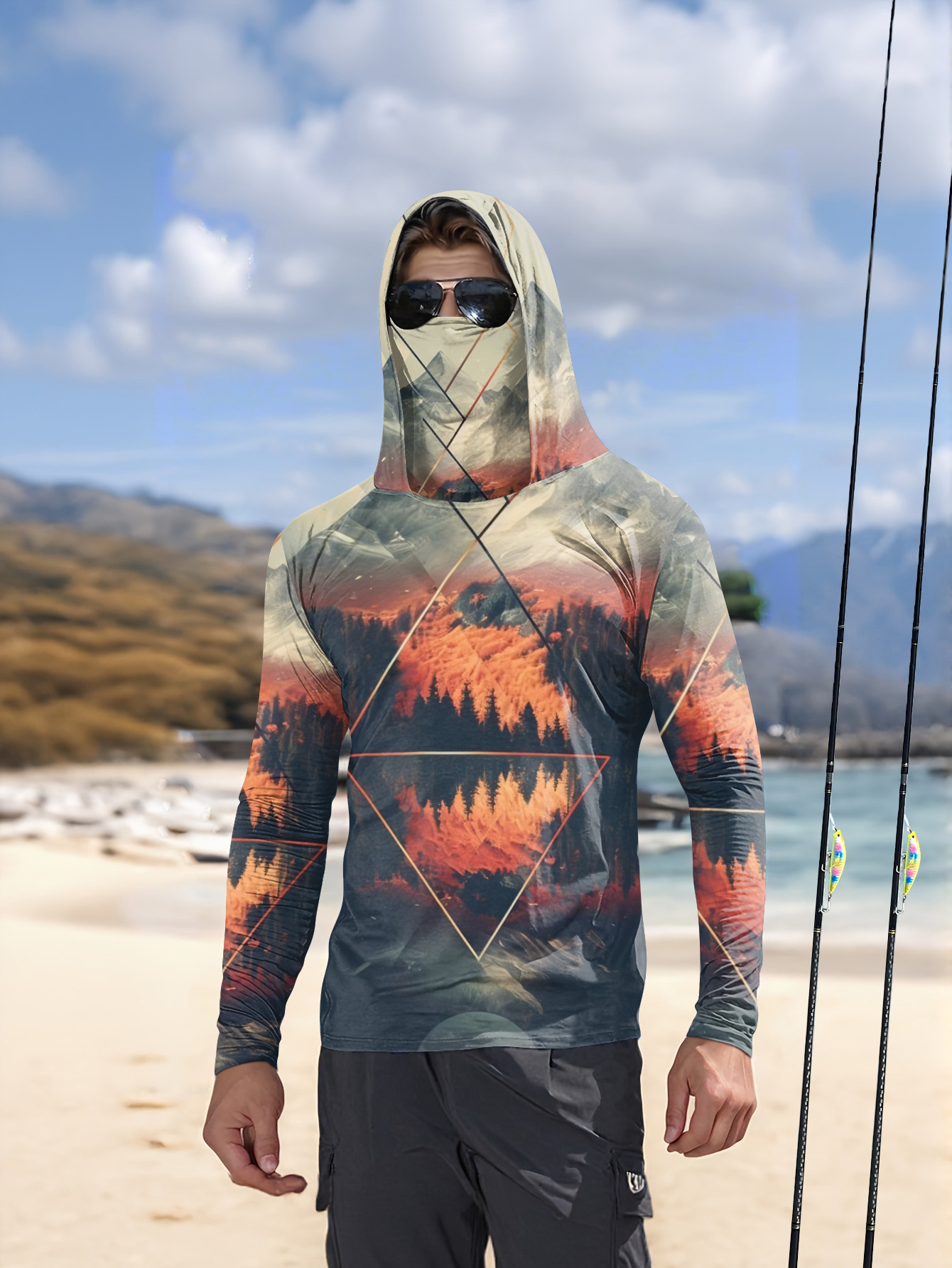 Outdoor Men's Fishing Hoodie B - 3D Printing Jersey ulasan dan harga