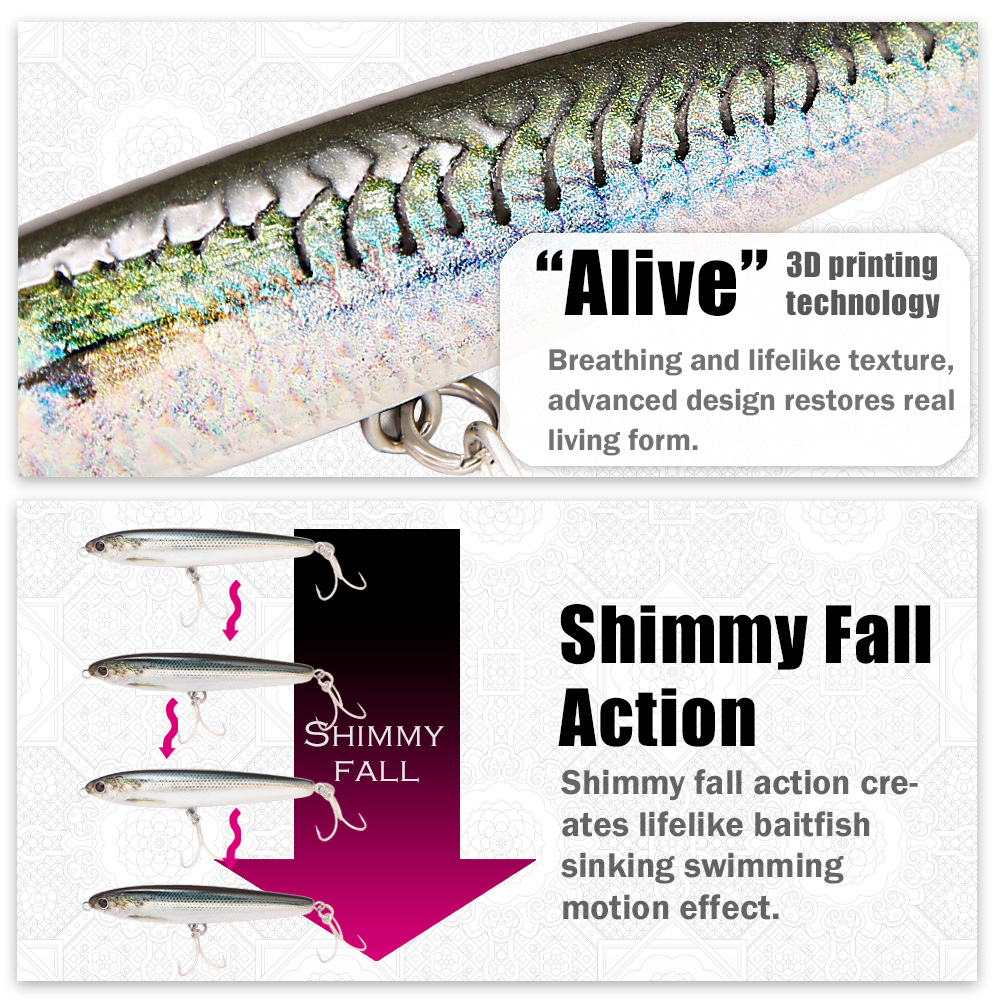 B&U Sinking Pencil Fishing Lur - 3D Printing Lure ulasan dan harga