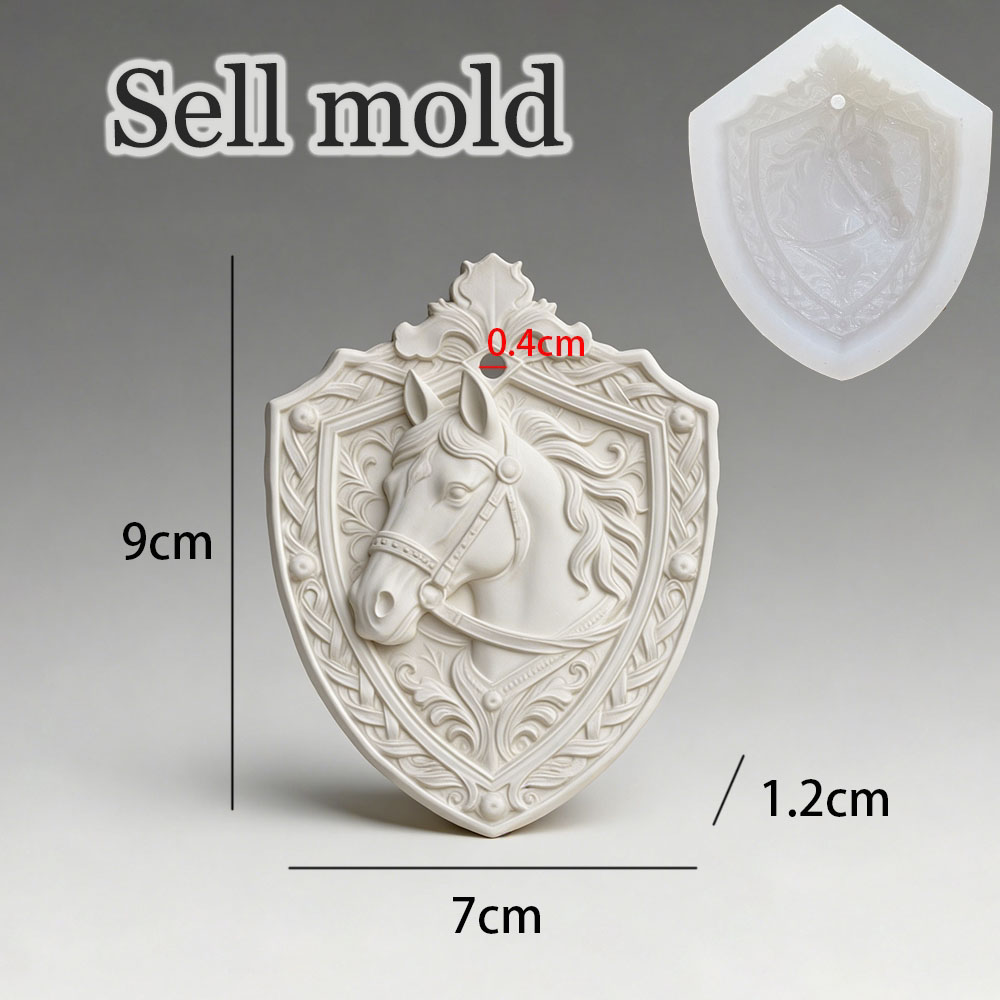 Vintage Horse Head Shield Reli - 3D Printing Epoxy Resin ulasan dan harga