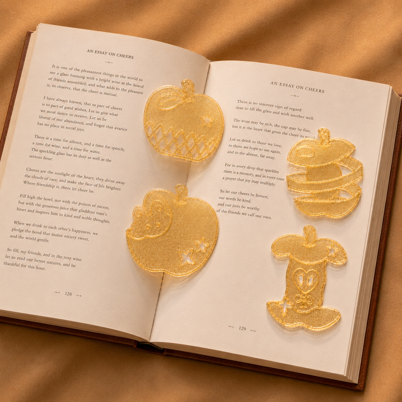4Pcs/set Cute Apple Bookmarks  - 3D Printing Journal ulasan dan harga