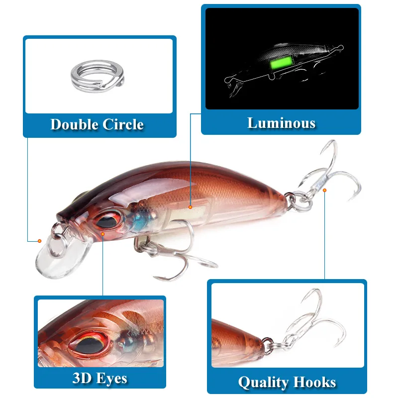 3D Eyes Luminous Minnow Fishin - 3D Printing Lure ulasan dan harga