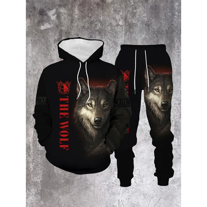 Men's Fashion Sweater Set Wolf - 3D Printing Design ulasan dan harga