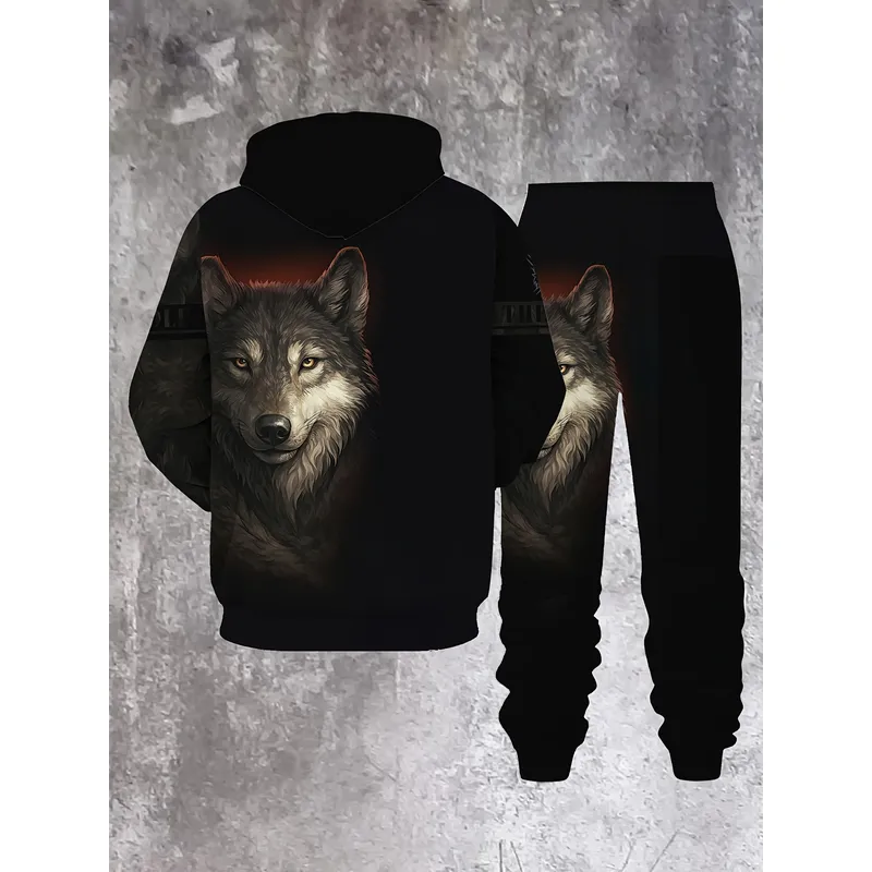 Men's Fashion Sweater Set Wolf - 3D Printing Design ulasan dan harga