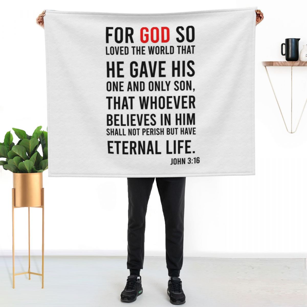 John 3:16 Bible Verse Throw Bl - 3D Printing Verse ulasan dan harga