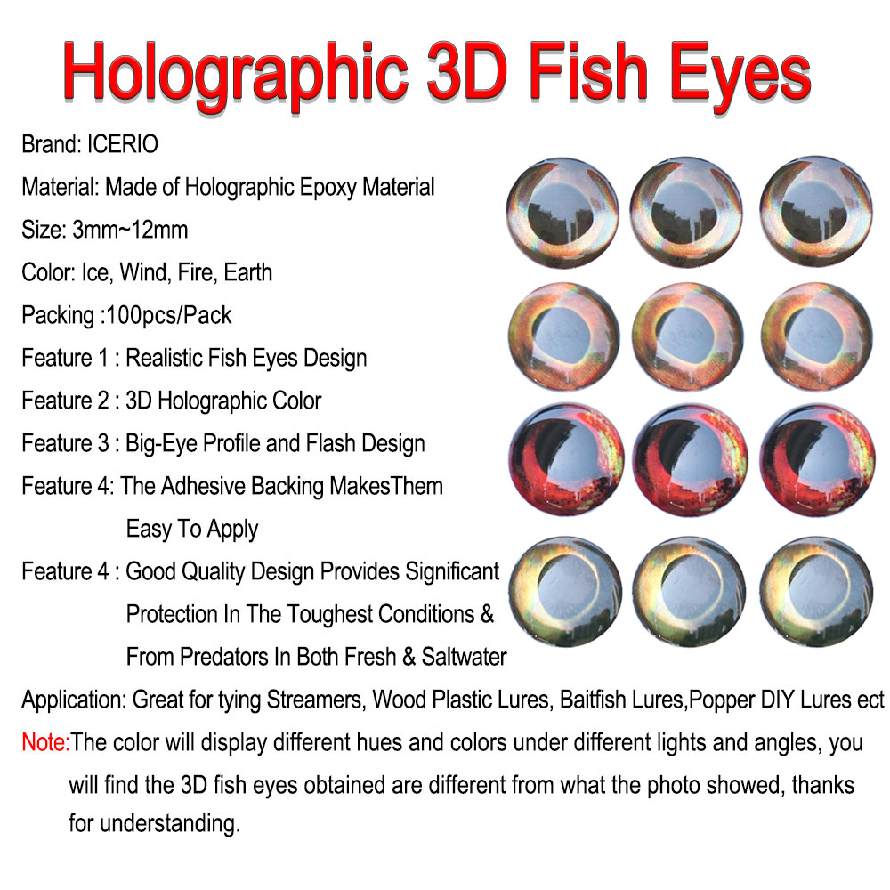 ICERIO 100PCS  Holographic 3D  - 3D Printing Lure ulasan dan harga